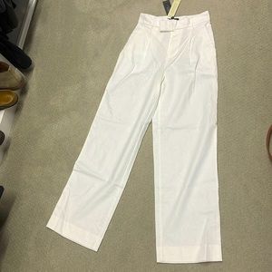 White wide leg linen trousers